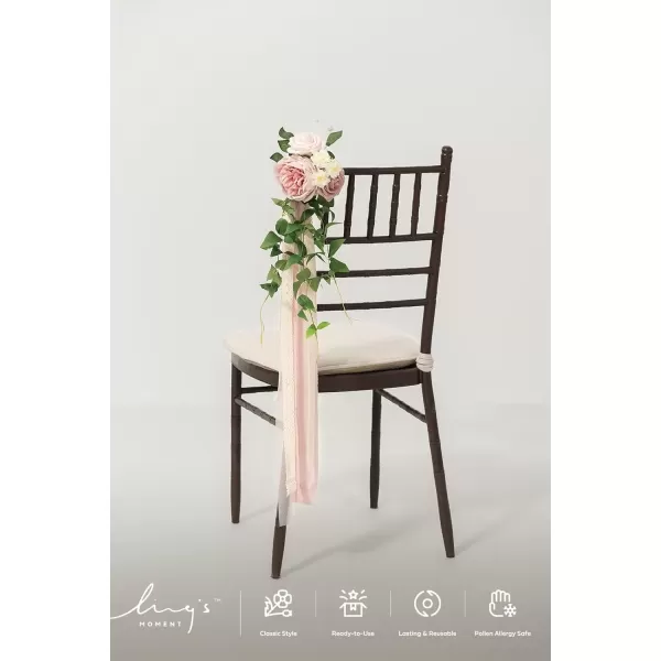 imageLings Moment Fall Wedding Artificial Flower Package Arch Flowers with Drapes KitPack of 5 2pcs Sign Flower Swag 8pcs Wedding Aisle Pew Flowers Flower Garlands Terracotta Set of 15Pkdusty Rose  Cream