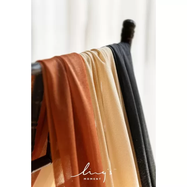 imageLings Moment Terracotta Ribbon Backdrop Curtains Chiffon Like Fabric Black Backdrop Drape for Wedding Arch Baby Shower Bridal Shower Reception 50 Transparency 10ft x 10ft Black ampamp TerracottaBlack  Terracotta