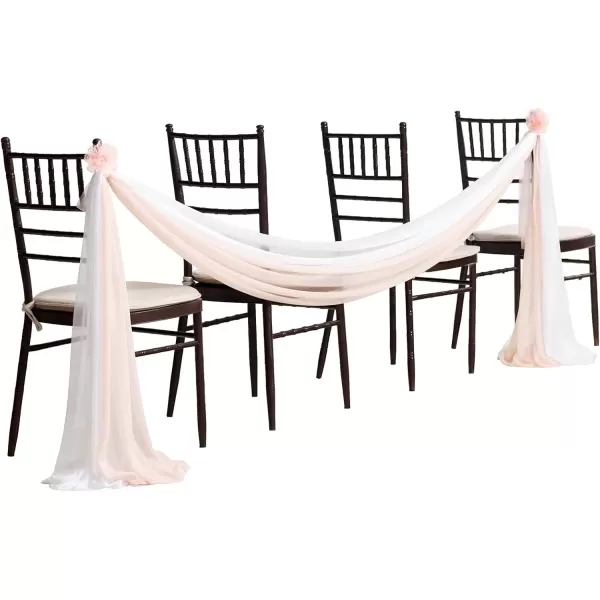 imageLings Moment Wedding Aisle Decorations 4 Drapes Church Pew Decorations for Wedding Ceremony Aisle Chair DecorWhite ampamp BlushBlush  White Bicolor