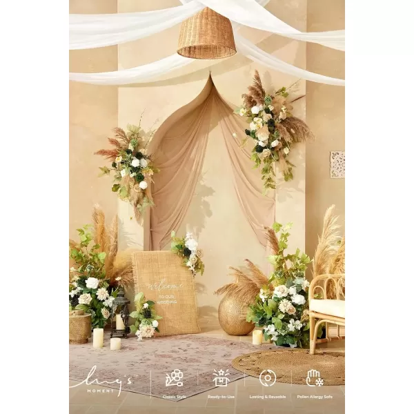 imageLings Moment Wedding Arch Draping Fabric 2 Panels 32Ft x 30quot WrinkleFree Wedding Arch Drapes Chiffon Fabric Ivory Curtain for Wedding Ceremony Reception Background Party Home Garden DecorationsWhite  Sagenew