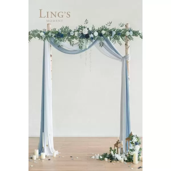 imageLings Moment Wedding Arch Draping Fabric 3 Panels 20Ft Chiffon Fabric Sheer Hanging Drapes Arrangement for Wedding Ceremony Backdrop Outdoors Party Swag Home Decor Dusty Rose ampamp Burgundy ampamp BlushDusty Blue  Navy