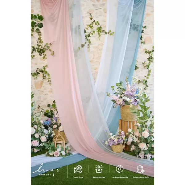 imageLings Moment Wedding Arch Draping Fabric 3 Panels 20Ft Chiffon Fabric Sheer Hanging Drapes Arrangement for Wedding Ceremony Backdrop Outdoors Party Swag Home Decor Dusty Rose ampamp Burgundy ampamp BlushDusty Blue  Navy