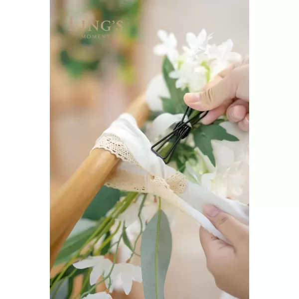 imageLings Moment 8pcs Aisle Pew Artificial Flowers Arrangements for Wedding Ceremony Chair Back Floral Decorations with Chiffon Ribbon Marsala Blush Pink Reception Church Rose Faux Hanging Party OutdoorWhite  Sage  Ivory