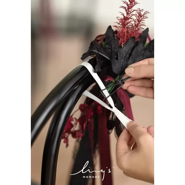 imageLings Moment 8pcs Aisle Pew Artificial Flowers Arrangements for Wedding Ceremony Chair Back Floral Decorations with Chiffon Ribbon Marsala Blush Pink Reception Church Rose Faux Hanging Party OutdoorBlack  Burgundy