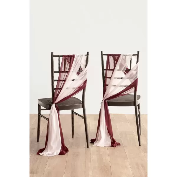 imageLings Moment 8pcs Fall Wedding Chair Decorations Aisle Pew Church Artificial Flowers With Hanging Fabric Burgundy Dusty Rose Bench Ceremony Reception Floral Faux Rose Arrangements Party Outdoor DecorMarsala  Blush