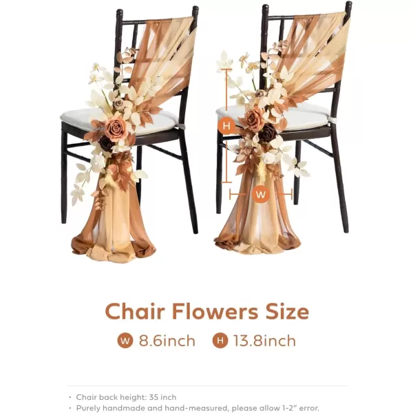 imageLings Moment 8pcs Fall Wedding Chair Decorations Aisle Pew Church Artificial Flowers With Hanging Fabric Burgundy Dusty Rose Bench Ceremony Reception Floral Faux Rose Arrangements Party Outdoor DecorRust  Sepia