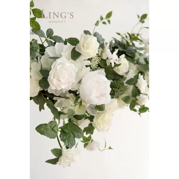 imageLings Moment Artificial Wedding Arch Flowers Swags Arrangement Set Pack of 3 Floral for Ceremony Reception Rose Backdrop White Sage Green Evergreen Garland Arbor Decorations Outdoors Party DecorWhite  Sage