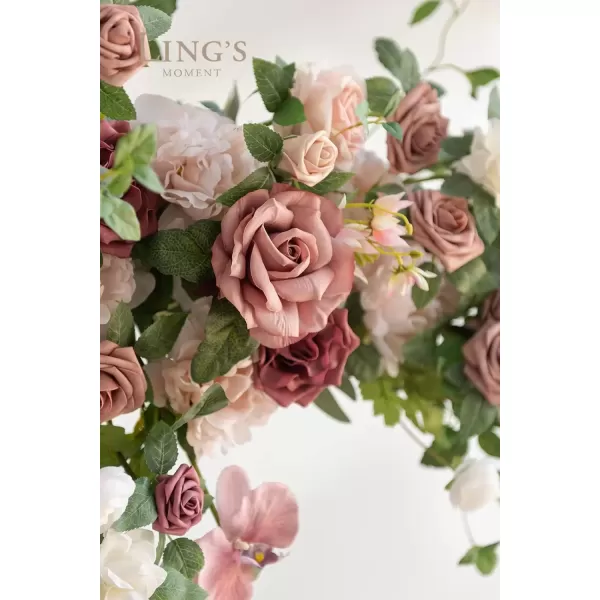 imageLings Moment Artificial Wedding Arch Flowers Swags Arrangement Set Pack of 3 Floral for Ceremony Reception Rose Backdrop White Sage Green Evergreen Garland Arbor Decorations Outdoors Party DecorDusty Rose  Cream