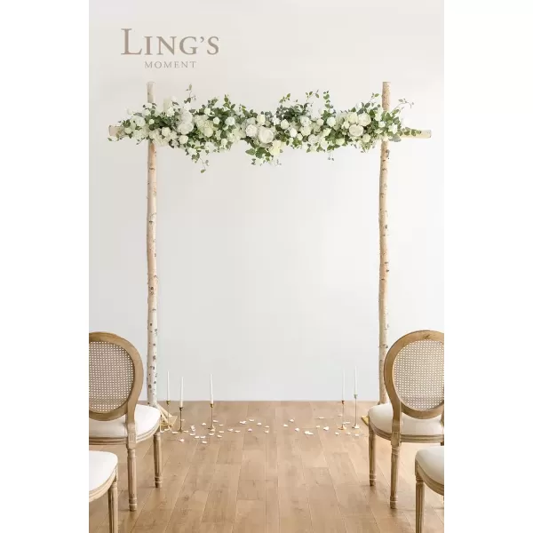 imageLings Moment Artificial Wedding Arch Flowers Swags Arrangement Set Pack of 3 Floral for Ceremony Reception Rose Backdrop White Sage Green Evergreen Garland Arbor Decorations Outdoors Party DecorWhite  Sage