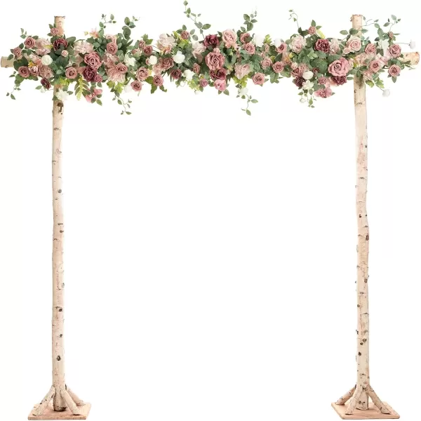 imageLings Moment Artificial Wedding Arch Flowers Swags Arrangement Set Pack of 3 Floral for Ceremony Reception Rose Backdrop White Sage Green Evergreen Garland Arbor Decorations Outdoors Party DecorDusty Rose  Cream