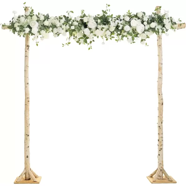 imageLings Moment Artificial Wedding Arch Flowers Swags Arrangement Set Pack of 3 Floral for Ceremony Reception Rose Backdrop White Sage Green Evergreen Garland Arbor Decorations Outdoors Party DecorWhite  Sage