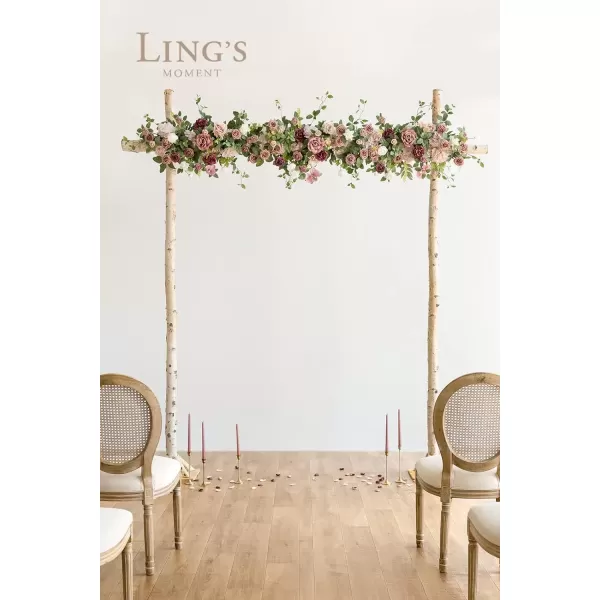 imageLings Moment Artificial Wedding Arch Flowers Swags Arrangement Set Pack of 3 Floral for Ceremony Reception Rose Backdrop White Sage Green Evergreen Garland Arbor Decorations Outdoors Party DecorDusty Rose  Cream