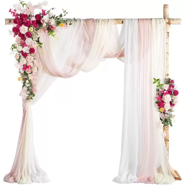 imageLings Moment Deluxe White Beige Artificial Wedding Arch Flowers with Drapes KitPack of 5 2pcs Flower Arrangements 3pcs Hanging Sheer Drapes Ceremony Arbor Reception Backdrop Rose Floral DecorationsPassionate Pink  Blush