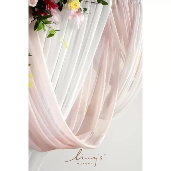 imageLings Moment Deluxe White Beige Artificial Wedding Arch Flowers with Drapes KitPack of 5 2pcs Flower Arrangements 3pcs Hanging Sheer Drapes Ceremony Arbor Reception Backdrop Rose Floral DecorationsPassionate Pink  Blush