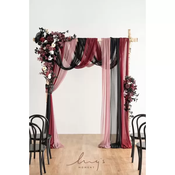 imageLings Moment Deluxe White Beige Artificial Wedding Arch Flowers with Drapes KitPack of 5 2pcs Flower Arrangements 3pcs Hanging Sheer Drapes Ceremony Arbor Reception Backdrop Rose Floral DecorationsRed Inspiration  Moody Burgundy  Black