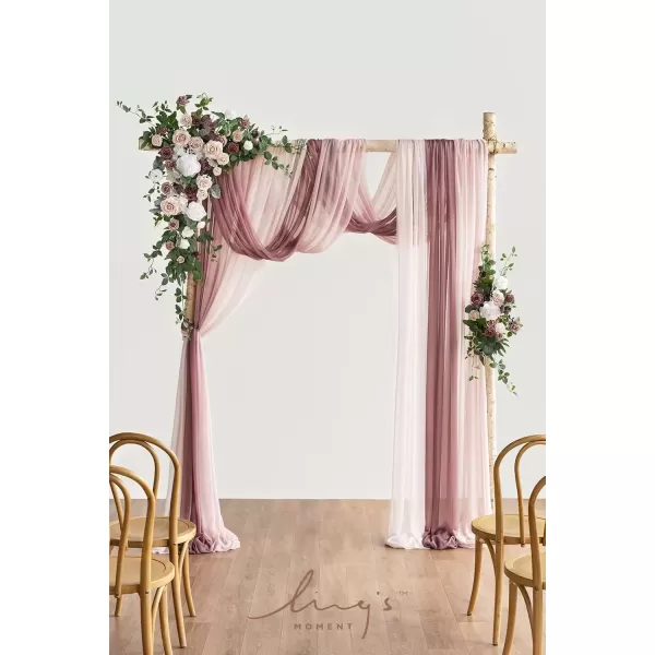 imageLings Moment Deluxe White Beige Artificial Wedding Arch Flowers with Drapes KitPack of 5 2pcs Flower Arrangements 3pcs Hanging Sheer Drapes Ceremony Arbor Reception Backdrop Rose Floral DecorationsDusty Rose Inspiration  Dusty Rose  Mauve