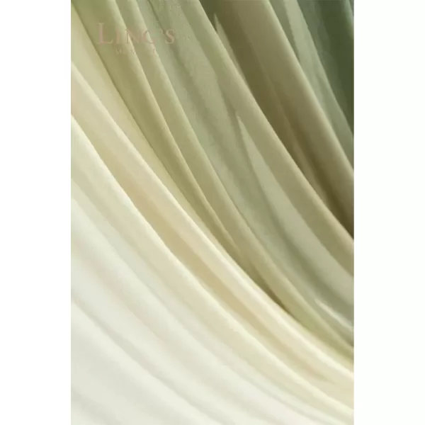 imageLings Moment Deluxe White Beige Artificial Wedding Arch Flowers with Drapes KitPack of 5 2pcs Flower Arrangements 3pcs Hanging Sheer Drapes Ceremony Arbor Reception Backdrop Rose Floral DecorationsWhite Inspiration  Sage Green