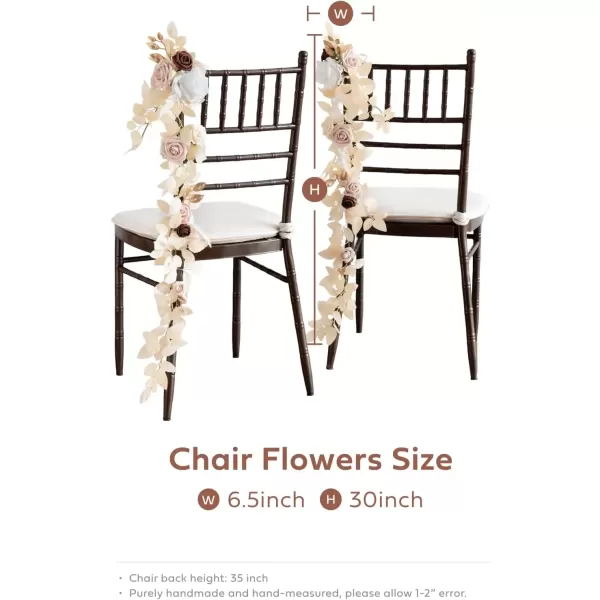 imageLings Moment Fall 10pcs Wedding Chair Decorations Aisle Floral Swag Artificial Pew Flowers Hanging Garland White ampamp Beige For Ceremony Reception Church Rose Floral Faux Arrangement Party Outdoor DecorWhite  Beige