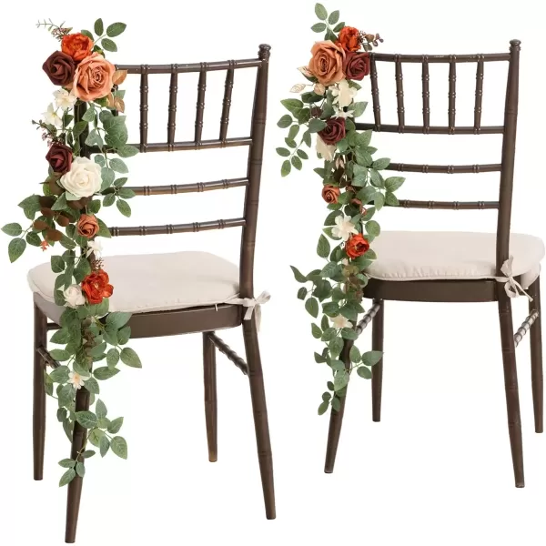 imageLings Moment Fall 10pcs Wedding Chair Decorations Aisle Floral Swag Artificial Pew Flowers Hanging Garland White ampamp Beige For Ceremony Reception Church Rose Floral Faux Arrangement Party Outdoor DecorTerracotta