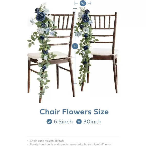 imageLings Moment Fall 10pcs Wedding Chair Decorations Aisle Floral Swag Artificial Pew Flowers Hanging Garland White ampamp Beige For Ceremony Reception Church Rose Floral Faux Arrangement Party Outdoor DecorDusty Blue  Navy