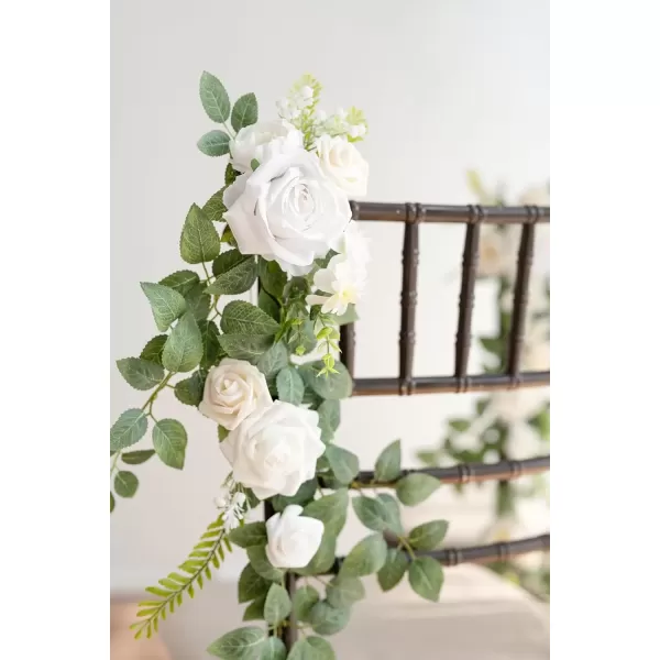 imageLings Moment Fall 10pcs Wedding Chair Decorations Aisle Floral Swag Artificial Pew Flowers Hanging Garland White ampamp Beige For Ceremony Reception Church Rose Floral Faux Arrangement Party Outdoor DecorWhite  Sage