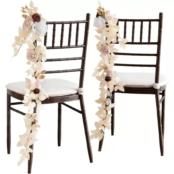 imageLings Moment Fall 10pcs Wedding Chair Decorations Aisle Floral Swag Artificial Pew Flowers Hanging Garland White ampamp Beige For Ceremony Reception Church Rose Floral Faux Arrangement Party Outdoor DecorWhite  Beige