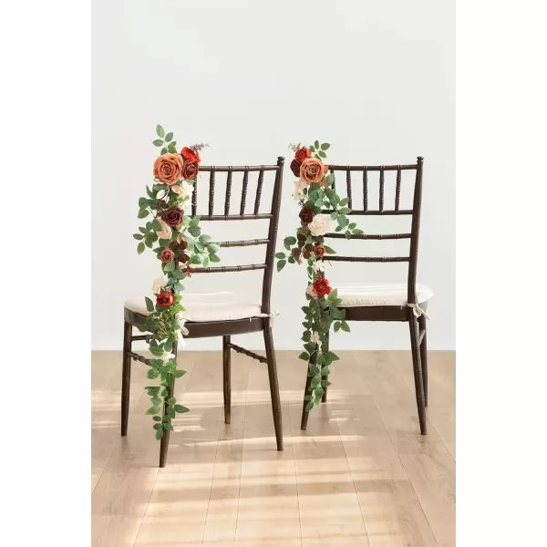 imageLings Moment Fall 10pcs Wedding Chair Decorations Aisle Floral Swag Artificial Pew Flowers Hanging Garland White ampamp Beige For Ceremony Reception Church Rose Floral Faux Arrangement Party Outdoor DecorTerracotta