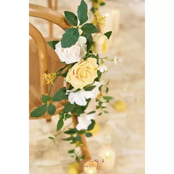 imageLings Moment Fall 10pcs Wedding Chair Decorations Aisle Floral Swag Artificial Pew Flowers Hanging Garland White ampamp Beige For Ceremony Reception Church Rose Floral Faux Arrangement Party Outdoor DecorCreamy Yellow