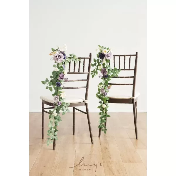 imageLings Moment Fall 10pcs Wedding Chair Decorations Aisle Floral Swag Artificial Pew Flowers Hanging Garland White ampamp Beige For Ceremony Reception Church Rose Floral Faux Arrangement Party Outdoor DecorLilac  Gold