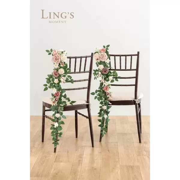 imageLings Moment Fall 10pcs Wedding Chair Decorations Aisle Floral Swag Artificial Pew Flowers Hanging Garland White ampamp Beige For Ceremony Reception Church Rose Floral Faux Arrangement Party Outdoor DecorDusty Rose