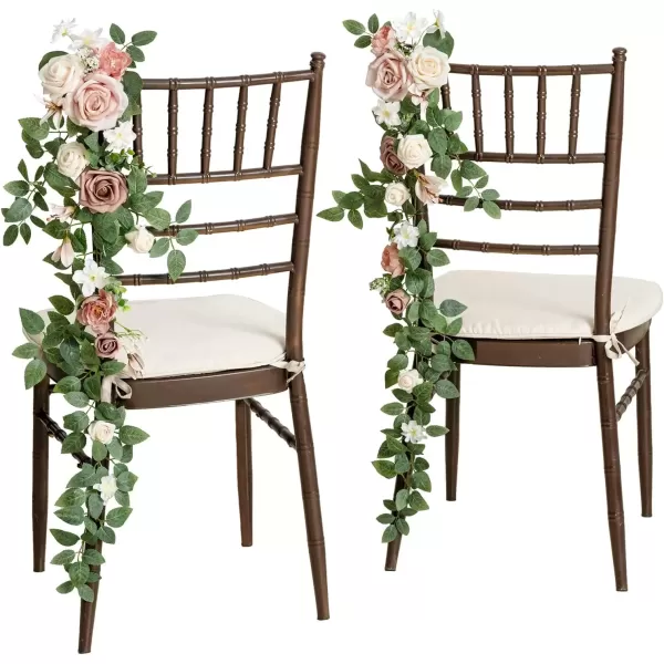 imageLings Moment Fall 10pcs Wedding Chair Decorations Aisle Floral Swag Artificial Pew Flowers Hanging Garland White ampamp Beige For Ceremony Reception Church Rose Floral Faux Arrangement Party Outdoor DecorDusty Rose