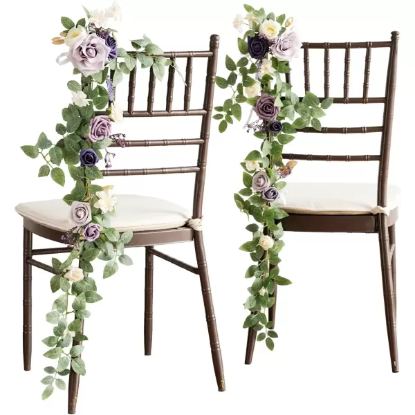 imageLings Moment Fall 10pcs Wedding Chair Decorations Aisle Floral Swag Artificial Pew Flowers Hanging Garland White ampamp Beige For Ceremony Reception Church Rose Floral Faux Arrangement Party Outdoor DecorLilac  Gold