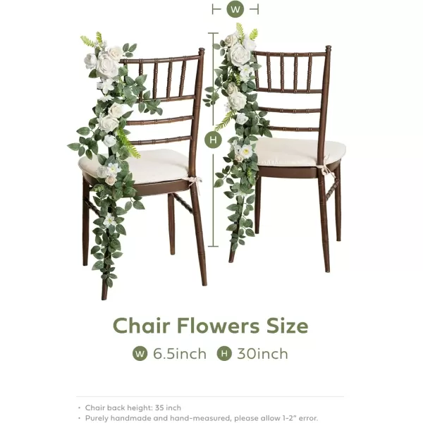 imageLings Moment Fall 10pcs Wedding Chair Decorations Aisle Floral Swag Artificial Pew Flowers Hanging Garland White ampamp Beige For Ceremony Reception Church Rose Floral Faux Arrangement Party Outdoor DecorWhite  Sage