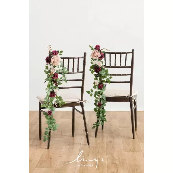 imageLings Moment Fall 10pcs Wedding Chair Decorations Aisle Floral Swag Artificial Pew Flowers Hanging Garland White ampamp Beige For Ceremony Reception Church Rose Floral Faux Arrangement Party Outdoor DecorMarsala  Blush