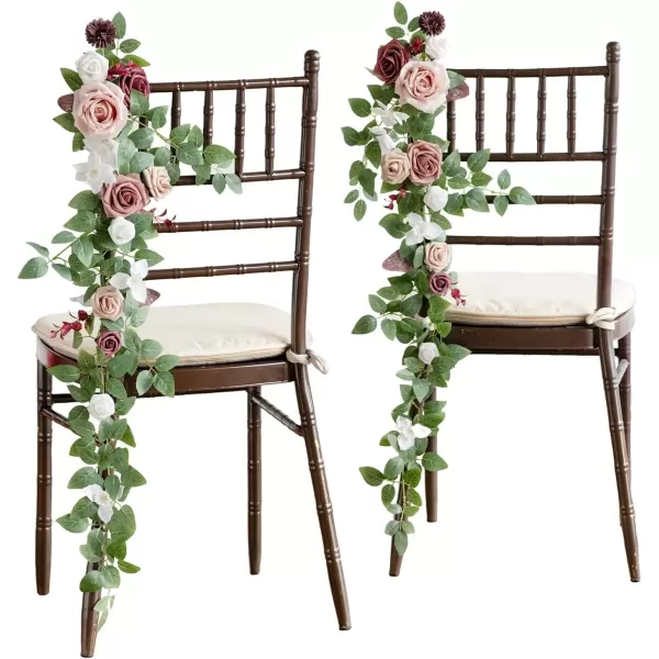 imageLings Moment Fall 10pcs Wedding Chair Decorations Aisle Floral Swag Artificial Pew Flowers Hanging Garland White ampamp Beige For Ceremony Reception Church Rose Floral Faux Arrangement Party Outdoor DecorDusty Rose  Mauve