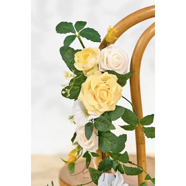 imageLings Moment Fall 10pcs Wedding Chair Decorations Aisle Floral Swag Artificial Pew Flowers Hanging Garland White ampamp Beige For Ceremony Reception Church Rose Floral Faux Arrangement Party Outdoor DecorCreamy Yellow