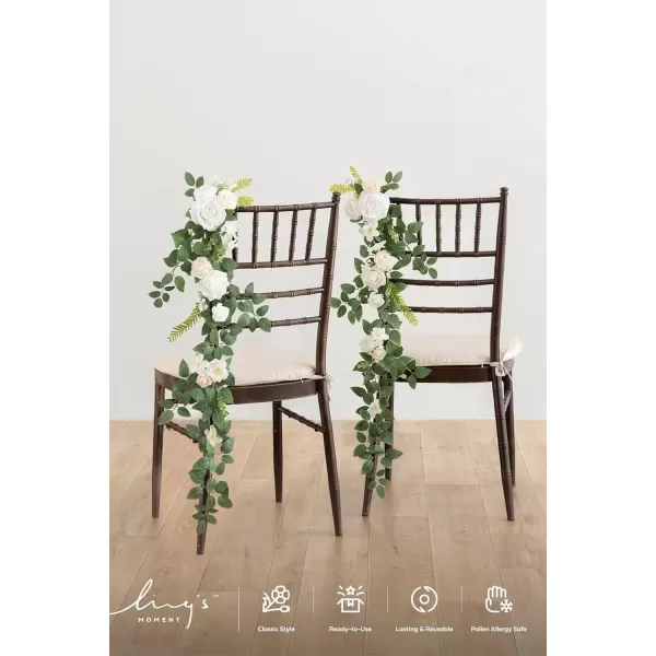 imageLings Moment Fall 10pcs Wedding Chair Decorations Aisle Floral Swag Artificial Pew Flowers Hanging Garland White ampamp Beige For Ceremony Reception Church Rose Floral Faux Arrangement Party Outdoor DecorWhite  Sage