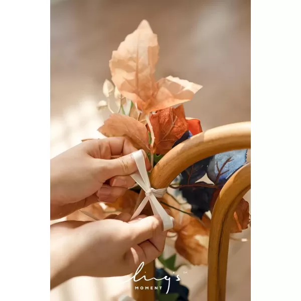 imageLings Moment Fall 10pcs Wedding Chair Decorations Aisle Floral Swag Artificial Pew Flowers Hanging Garland White ampamp Beige For Ceremony Reception Church Rose Floral Faux Arrangement Party Outdoor DecorRusset Orange  Denim Blue