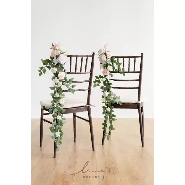 imageLings Moment Fall 10pcs Wedding Chair Decorations Aisle Floral Swag Artificial Pew Flowers Hanging Garland White ampamp Beige For Ceremony Reception Church Rose Floral Faux Arrangement Party Outdoor DecorBlush  Cream