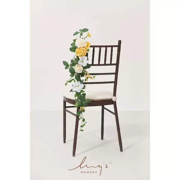 imageLings Moment Fall 10pcs Wedding Chair Decorations Aisle Floral Swag Artificial Pew Flowers Hanging Garland White ampamp Beige For Ceremony Reception Church Rose Floral Faux Arrangement Party Outdoor DecorCreamy Yellow