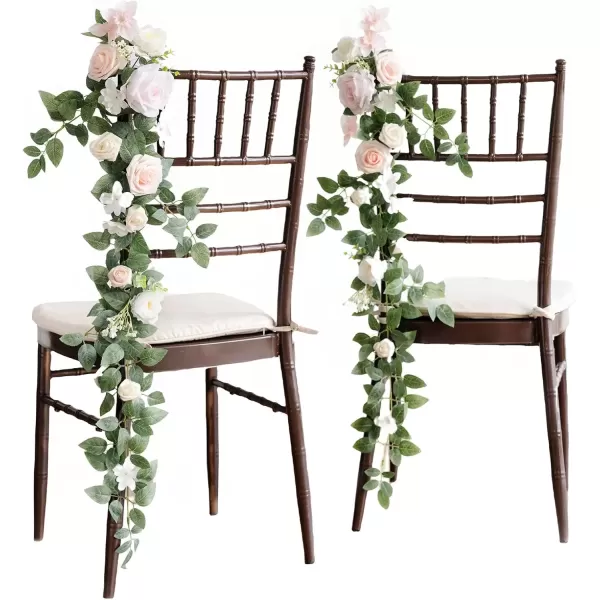 imageLings Moment Fall 10pcs Wedding Chair Decorations Aisle Floral Swag Artificial Pew Flowers Hanging Garland White ampamp Beige For Ceremony Reception Church Rose Floral Faux Arrangement Party Outdoor DecorBlush  Cream