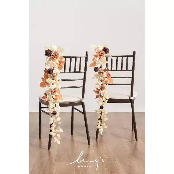 imageLings Moment Fall 10pcs Wedding Chair Decorations Aisle Floral Swag Artificial Pew Flowers Hanging Garland White ampamp Beige For Ceremony Reception Church Rose Floral Faux Arrangement Party Outdoor DecorRust  Seqia