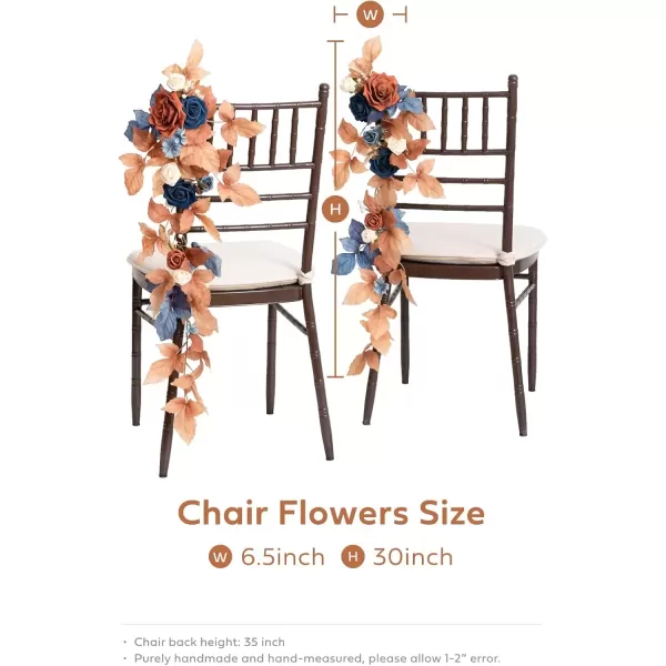 imageLings Moment Fall 10pcs Wedding Chair Decorations Aisle Floral Swag Artificial Pew Flowers Hanging Garland White ampamp Beige For Ceremony Reception Church Rose Floral Faux Arrangement Party Outdoor DecorRusset Orange  Denim Blue