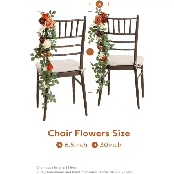 imageLings Moment Fall 10pcs Wedding Chair Decorations Aisle Floral Swag Artificial Pew Flowers Hanging Garland White ampamp Beige For Ceremony Reception Church Rose Floral Faux Arrangement Party Outdoor DecorTerracotta