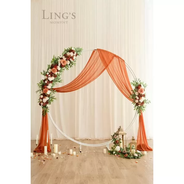 imageLings Moment Fall Wedding Arch Artificial Flowers Ceremony Backdrop 4 Swags of Rose Arbor Decorations Orange White Outdoor Hanging Party Reception Floral Garland Arrangement DecorSunset Terracotta