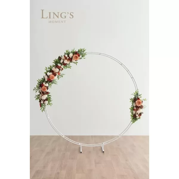 imageLings Moment Fall Wedding Arch Artificial Flowers Ceremony Backdrop 4 Swags of Rose Arbor Decorations Orange White Outdoor Hanging Party Reception Floral Garland Arrangement DecorSunset Terracotta