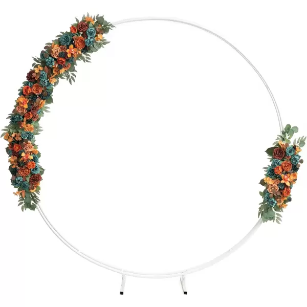 imageLings Moment Fall Wedding Arch Artificial Flowers Ceremony Backdrop 4 Swags of Rose Arbor Decorations Orange White Outdoor Hanging Party Reception Floral Garland Arrangement DecorDark Teal  Burnt Orange