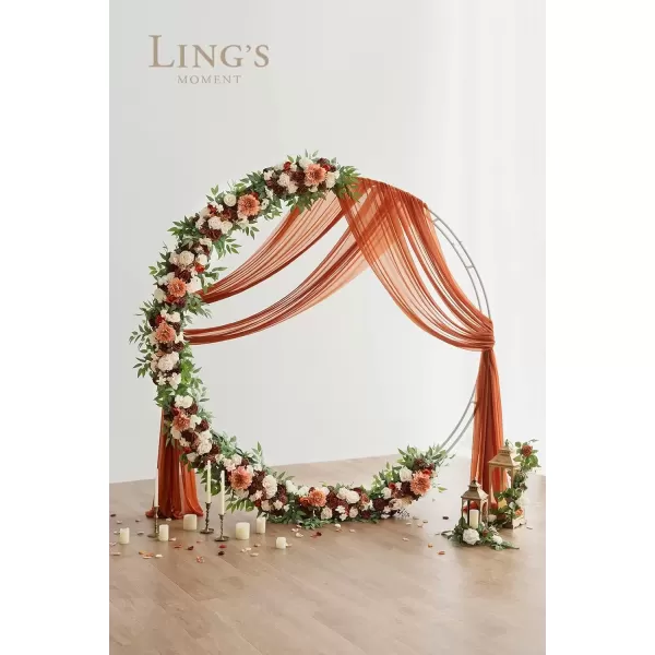 imageLings Moment Fall Wedding Arch Artificial Flowers Ceremony Backdrop 4 Swags of Rose Arbor Decorations Orange White Outdoor Hanging Party Reception Floral Garland Arrangement DecorSunset Terracotta