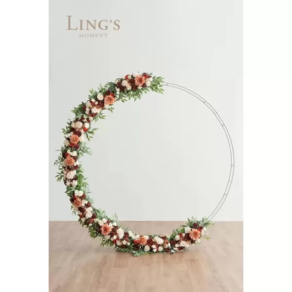 imageLings Moment Fall Wedding Arch Artificial Flowers Ceremony Backdrop 4 Swags of Rose Arbor Decorations Orange White Outdoor Hanging Party Reception Floral Garland Arrangement DecorSunset Terracotta