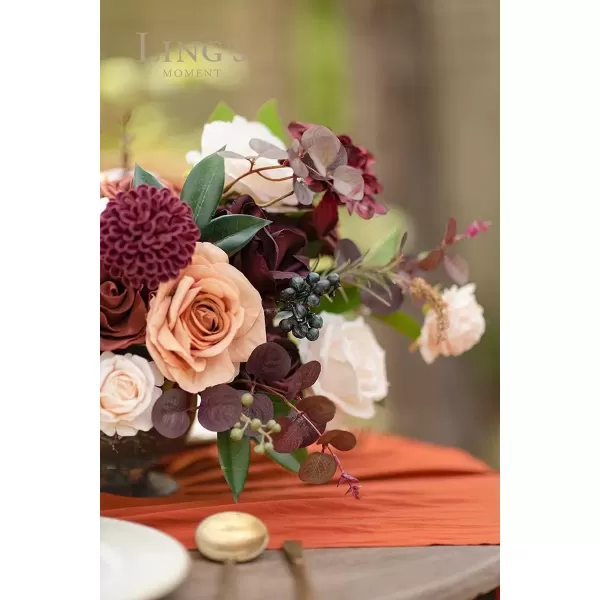 imageLings Moment Flowers 25quot Dahlia Artificial Flowers 25pcs Amber Red Flowers Faux Fake Flowers wStem for DIY Wedding Decor Centerpieces Bouquets Bridal Shower Home DecorationsBurgundyfoam